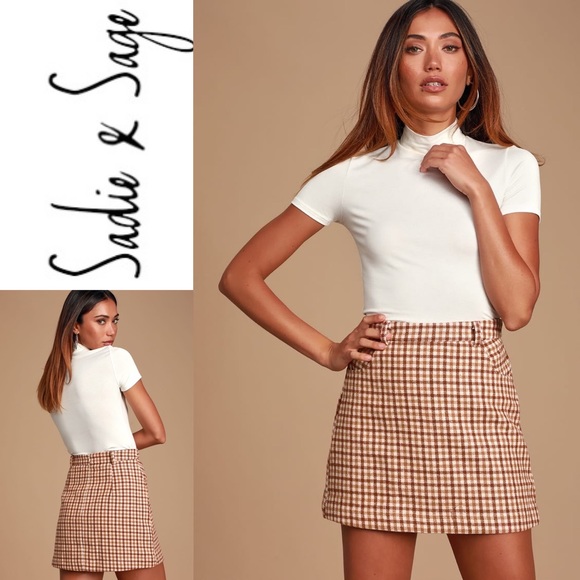 Sadie & Sage Dresses & Skirts - NWT SADIE & SAGE Sycamore Brown Plaid Mini Skirt